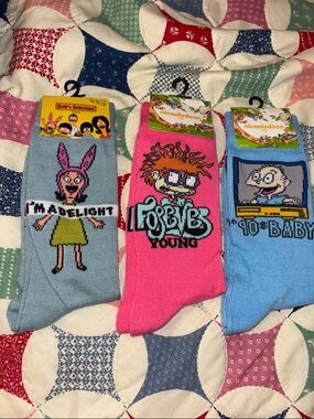 Nickelodeon Kids Socks - Light Blue Louise, Pink Chuckie, Blue Tommy (3-Pack)